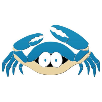Fun Crab Ceramic Swimming Pool Mosaic 24"x13", Blue