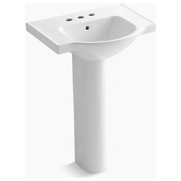 Kohler Veer Pedestal Bathroom Sink With, Centerset, White