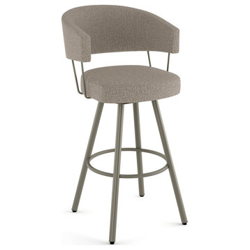 Amisco Corey Swivel Stool, Beige/Brown Woven/Gray, Counter Height
