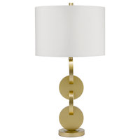 Modern Interlocking Metal Disc Table Lamp, 32", Plated Brass, Bulb Not Included