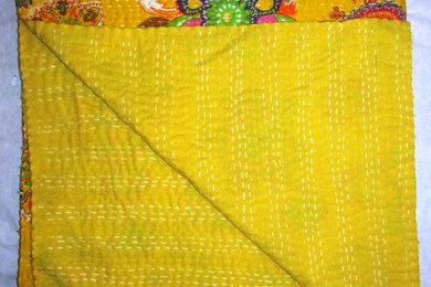 Yellow Color Kantha Quilts