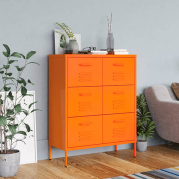 vidaXL Drawer Cabinet Orange Steel Home Sideboard Cupboard Display Cabinet