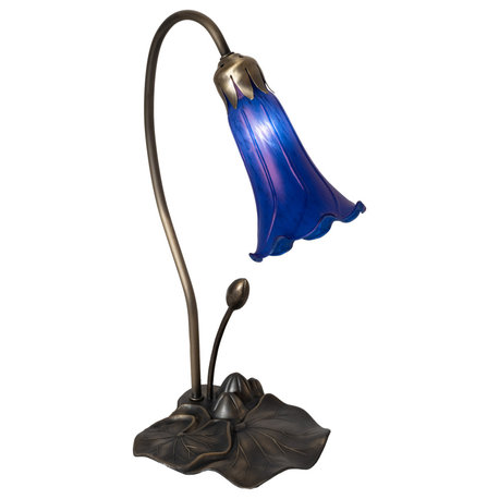 16 High Blue Pond Lily Mini Lamp