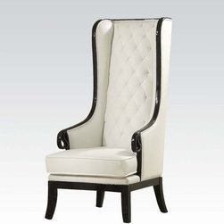 Acme 59128 Pedro Black Frame and White PU Accent Chair - Armchairs And Accent Chairs