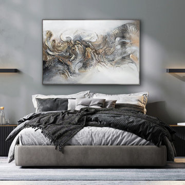 Framed abstract wall art - Handmade textured painting "Melody II"