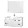 Amare 48" Glossy White Vanity, 46" Mirror, Acrylic Resin, Integrated