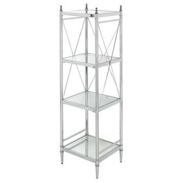 Linon Summit Metal and Glass Four Tier Shelf in Chrome