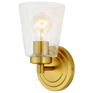 Wilshire 1 Light Bathroom Vanity Light, Satin Brass