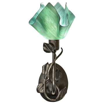 Jezebel Radiance Branch Sconce With Magnolia Leaves, Seafoam Green