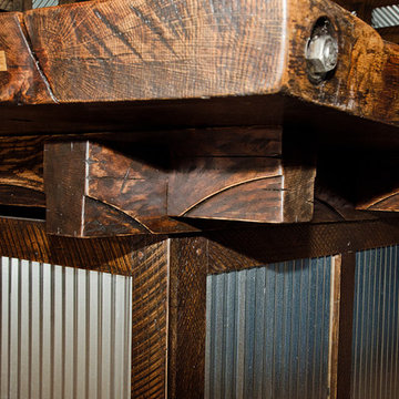 Glass House Scrub Oak and Galvanized Metal Cabinetry