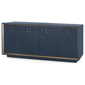 Ansel 4-Door Cabinet,Navy Blue / Kelley / Polished Brass