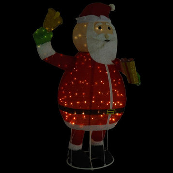 vidaXL Santa Claus Figure Decor Christmas Lighting with 2 LEDs Luxury Fabric