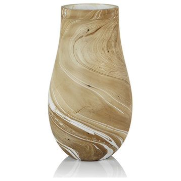 Bellshill Mango Wood Marbleized Vase, 9" x 16"