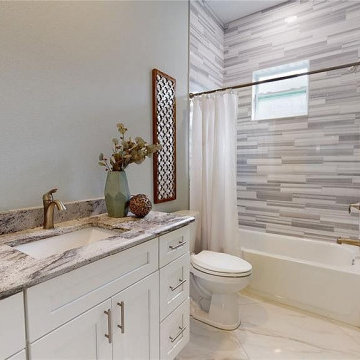 Cool-Toned Urban Bathroom Remodeling in Milpitas, CA