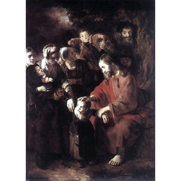 Nicolaes Maes Christ Blessing the Children 18"x27" Canvas Print