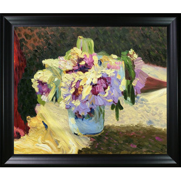La Pastiche Vase of Flowers (Pink) with Black Matte Frame, 25" x 29"