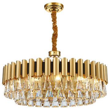 Luxury Rectangle/Round Gold Crystal Chandelier For Kitchen, Living room, Dia23.6"