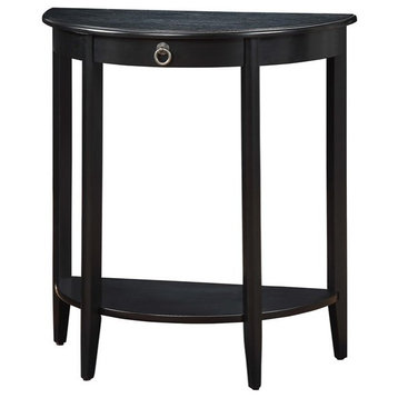 ACME Elcee Half Moon 1-Drawer Wooden Console Table with Bottom Shelf in Black