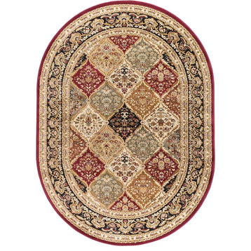 Princeton Traditional Oriental Red Oval Area Rug, 5'x7' Oval