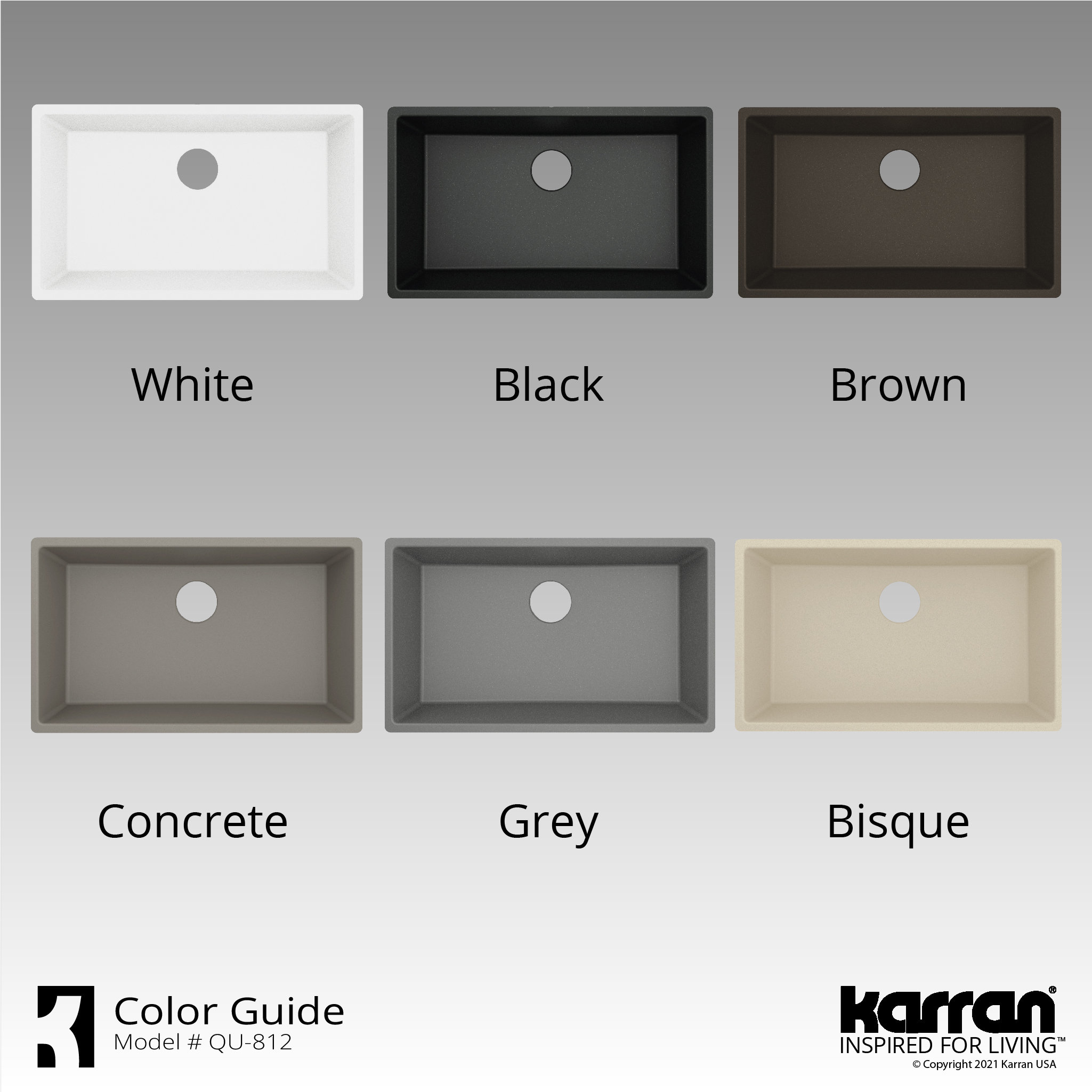Karran QU-812 Undermount 32.5" Large Single Bowl Quartz Sink Kit, Concrete