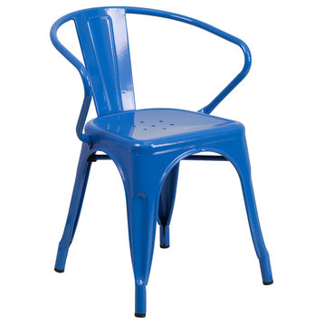 Blue Metal Chair With Arms CH-31270-BL-GG