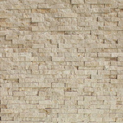 1x4 Crema Marfil Random Pattern Stone Tile Mosaics - Home Accessories & Decor