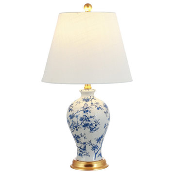 Grace 24" Floral Table Lamp, Blue/White