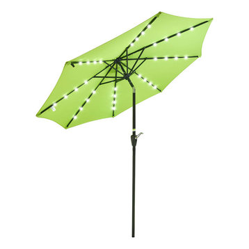 LAGarden 9‘ Patio Umbrella w/ 32 Solar Power LED Light 8 Rib Crank & Tilt Deck