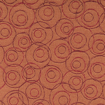 Orange Red and Burgundy Overlapping Circles Upholstery Fabric By The Yard