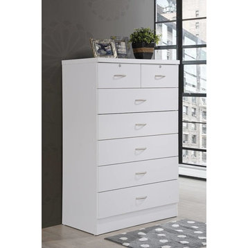 7-Drawer Chest With Locks On 2-Top Drawers, White