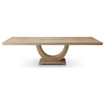 The Heiwa Dining Table, Transitional, Rectangular Extendable, Oak
