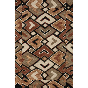 Loloi Wool Tribal-Inspired NAL-04 Sage, Bark Area Rug, 3'0"x3'0" Round
