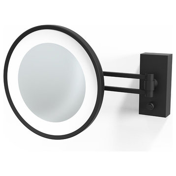 Smile Hard Wired LED Lighted 5x Magnifying Mirror, Matte Black