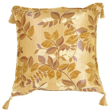 Pillow Decor - Leaf Textures in Neutral and Cream Throw Pillow