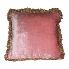 Large Velvet Decorative Pillows Houzz Just The Right Pillow Large Pink Velvet Pillows With Gold Green Confetti Fringe 14x18