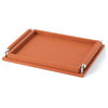 Wrapped Handle Tray Coral Leather, Large