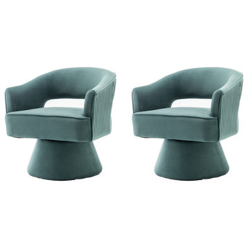 SEYNER Modren Velvet Swivel Arm Chair Set of 2,Upholstered Side Accent Chair, Green