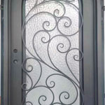 MCM3 - 48x96inch Wrought Iron Single Door with High-impact Double Glass, Right Handed - Material: Wrought Iron