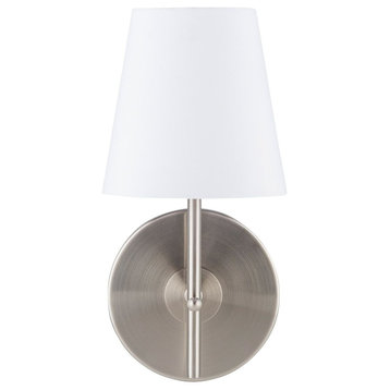 Tamb Wall Sconce with Fabric Shade, Brushed Nickel