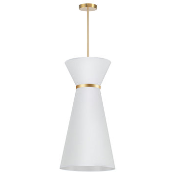 Caterine Transitional 1 Light White Aged Brass Fabric Pendant