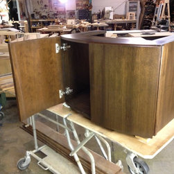 Curved Front Walnut Veneer Vanity Cabinet - Bathroom Vanities And Sink Consoles
