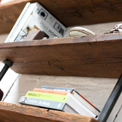 Susannah Bespoke Recycled Scaffolding Boards & Dark Steel Pipe Desk & Shelves - Display & Wall Shelves