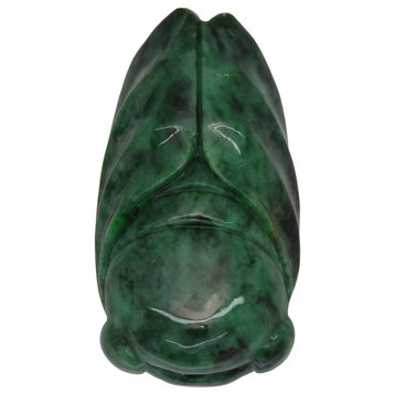 Hand Crafted Jade Pendant Dark Green Cicada Zen Ornament Figure