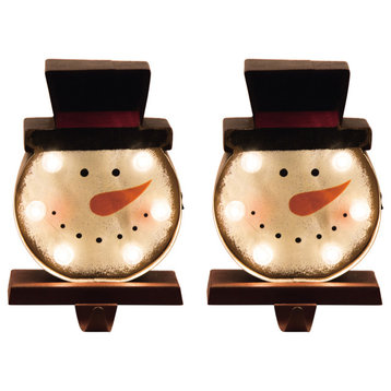 Marquee LED Snowman Head Stocking Holder, Set of 2