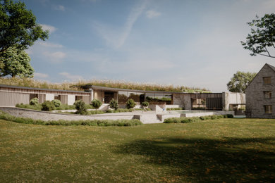 Inspiration for a large contemporary house exterior in Gloucestershire.