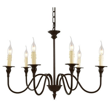 Transitional 6-Light Lighting Candle Chandelier