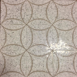 Mission Stone Tile - Interlocking Circles Mosaic, White Marble with Grey Accent - Mosaic Tile