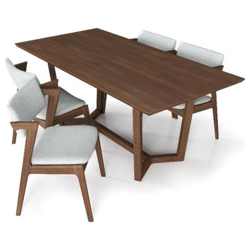 Roland Modern Dining Room&Kitchen Solid Wood Walnut Table and Chairs for 4