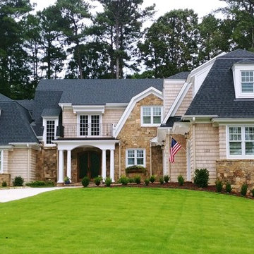 Cedar Valley Shingle Panels pre-finished in our custom color stain cape cod gray