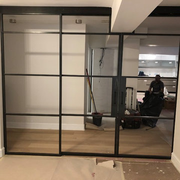 Steel & Glass Sliding Double Doors Wall